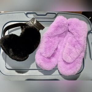 Plush Lavender Mittens And Black Steve Madden Ear Muffs